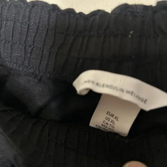 HM Black Linen Blend Shorts Size XL Womens Short W Pockets Stretch Waist - Picture 4 of 9